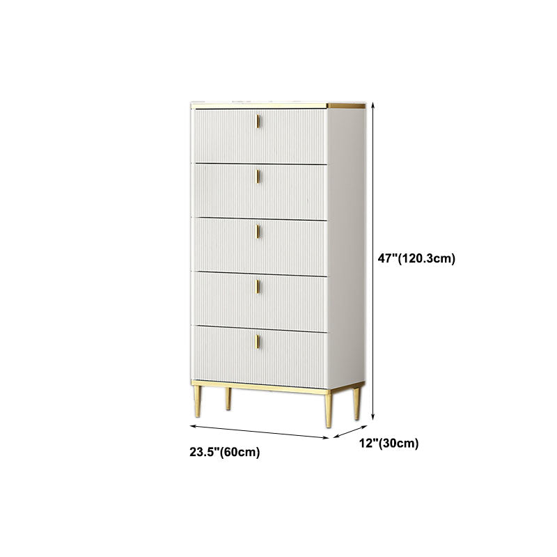 Bedroom Glam Storage Chest Stone Chest in White with Drawers