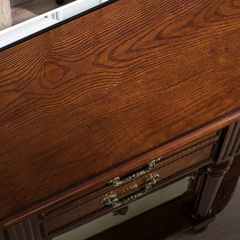 Mid-Century Modern Half Moon Console Sofa Table Rubber Wood End Table for Hall