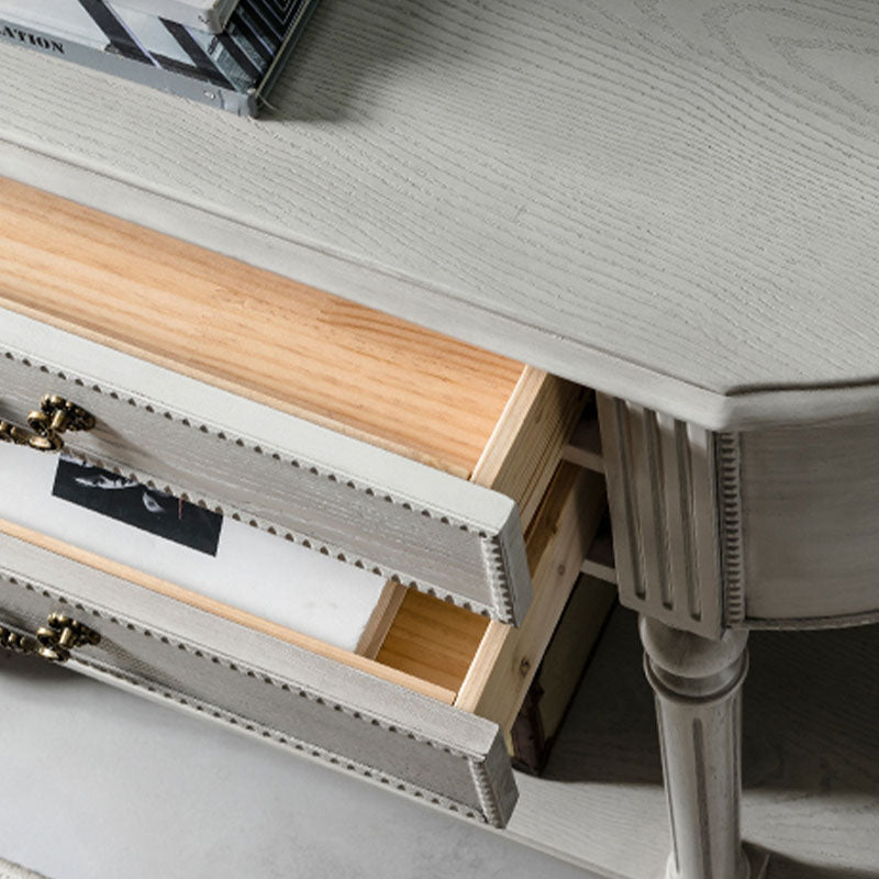 Mid-Century Modern Half Moon Console Sofa Table Rubber Wood End Table for Hall