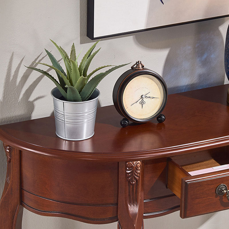 Rubbered Wood Console Table Mid-Century Modern Half Moon Accent Table for Hall