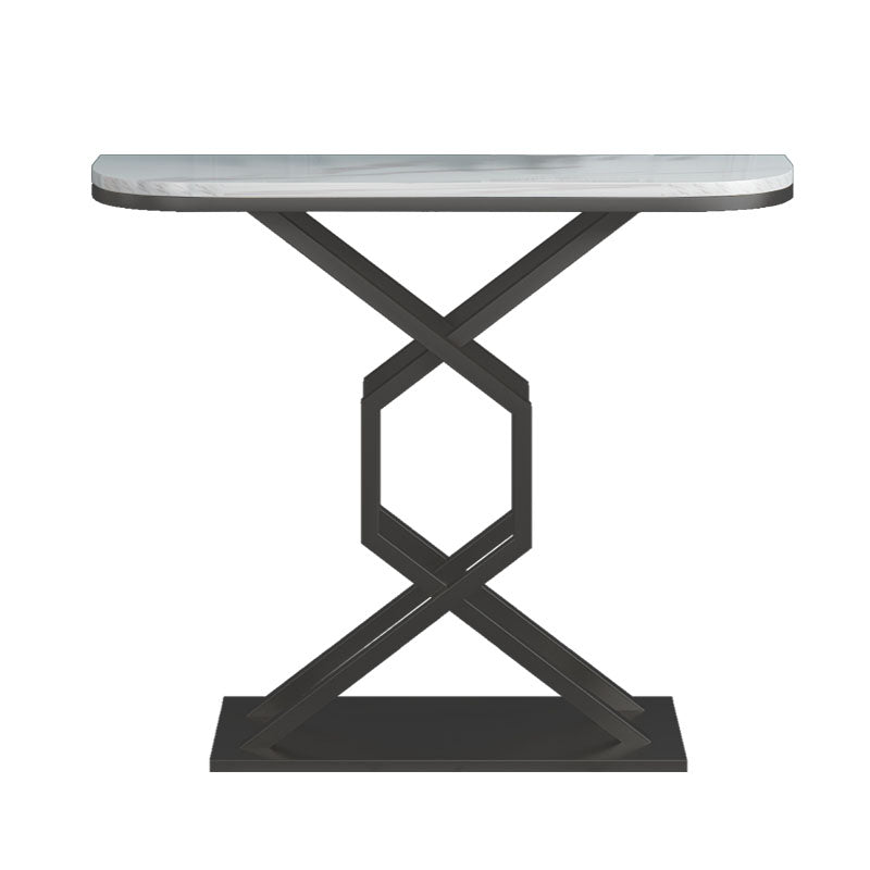 Glam Marble Console Table Half Moon Stain Resistant 12" W Accent Table for Hall