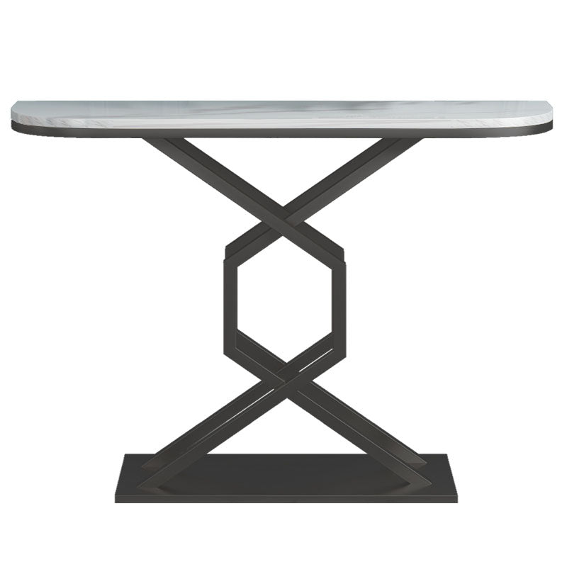 Glam Marble Console Table Half Moon Stain Resistant 12" W Accent Table for Hall