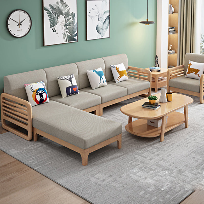 Nordic Fabric Sofa Chaise Living Room Square Arm Cushions Sofa Bed
