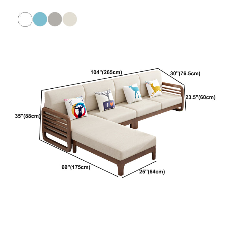 Nordic Fabric Sofa Chaise Living Room Square Arm Cushions Sofa Bed