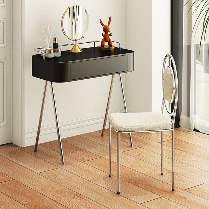 Wooden Contemporary Makeup Vanity Desk Table With Drawer in Black