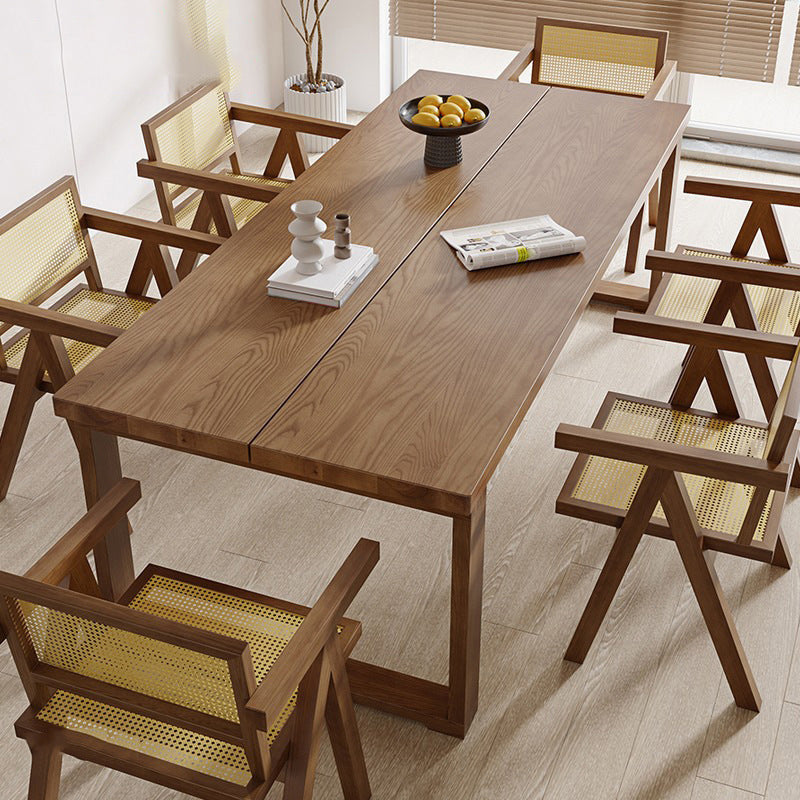 Natural Rectangle Dining Site Table Modern Solid Wood Sled Base Dining Table