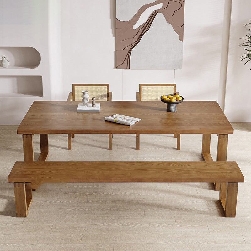 Natural Rectangle Dining Site Table Modern Solid Wood Sled Base Dining Table
