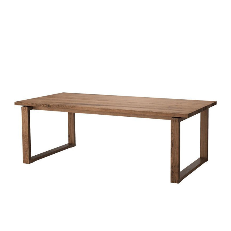 Natural Rectangle Dining Site Table Modern Solid Wood Sled Base Dining Table