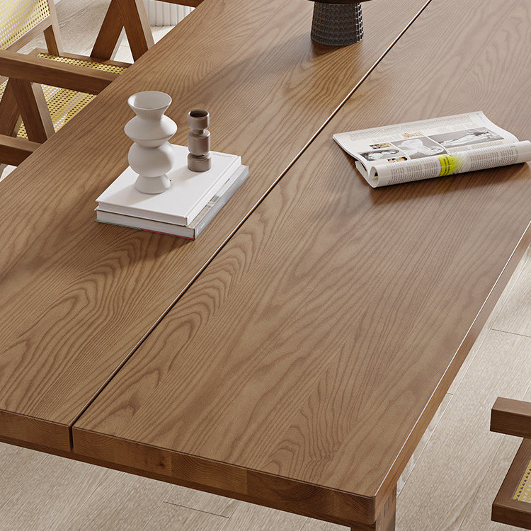Natural Rectangle Dining Site Table Modern Solid Wood Sled Base Dining Table