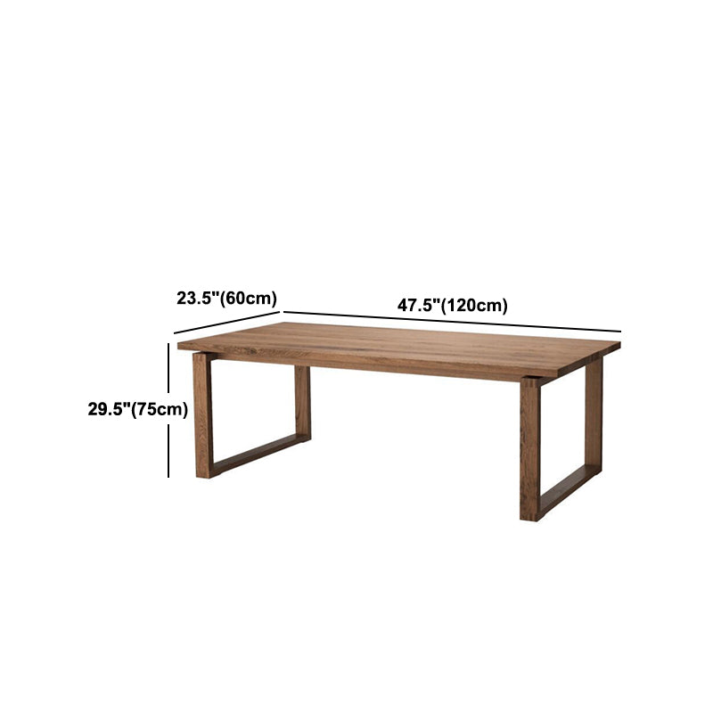 Natural Rectangle Dining Site Table Modern Solid Wood Sled Base Dining Table