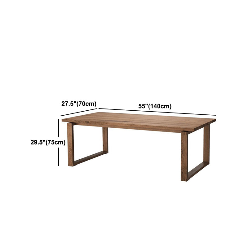 Natural Rectangle Dining Site Table Modern Solid Wood Sled Base Dining Table