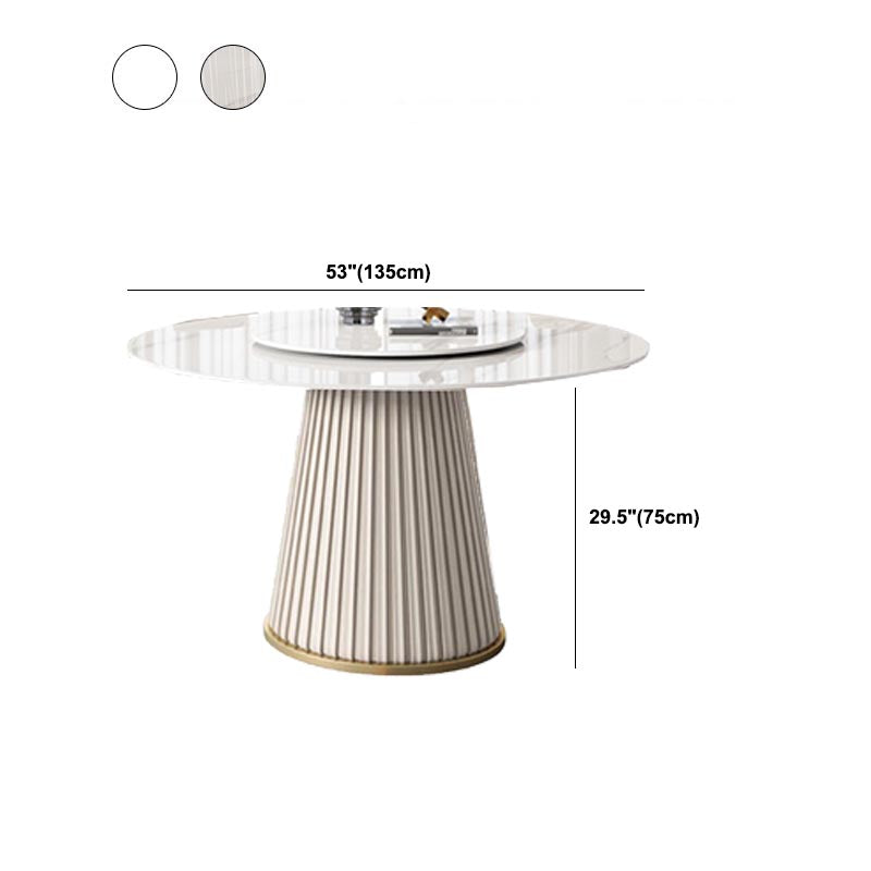 Modern Round Stone Table Standard Height Dining Room Table with Pedestal Base