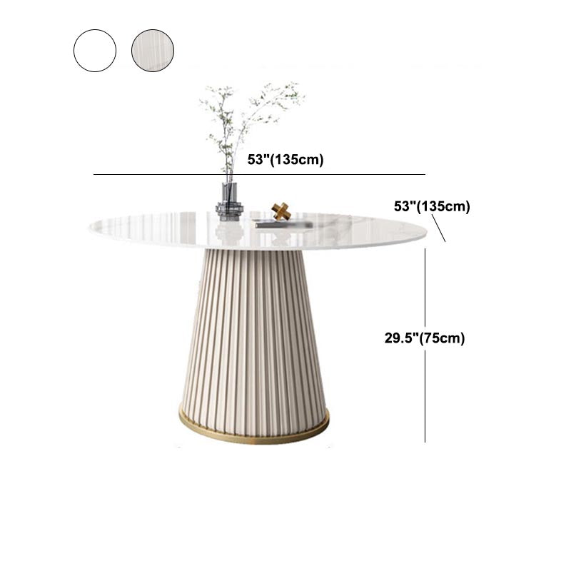 Modern Round Stone Table Standard Height Dining Room Table with Pedestal Base
