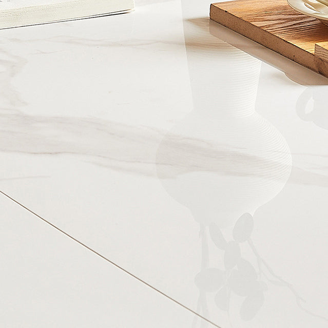 Round Sintered Stone Dining Table Modern Extendable Furniture with 4 Legs for Home