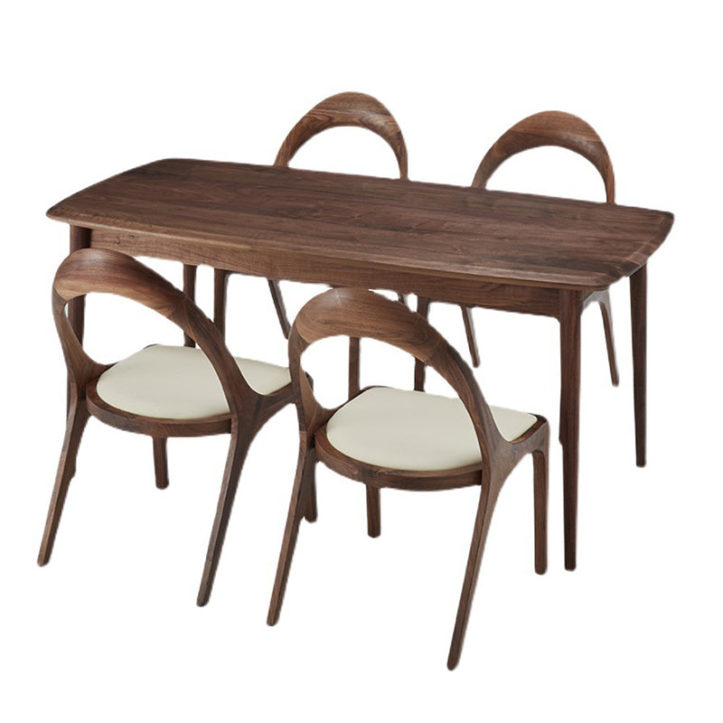 Rectangular Solid Wood Dining Table Modern Natural or Brown Furniture with 4 Legs for Home