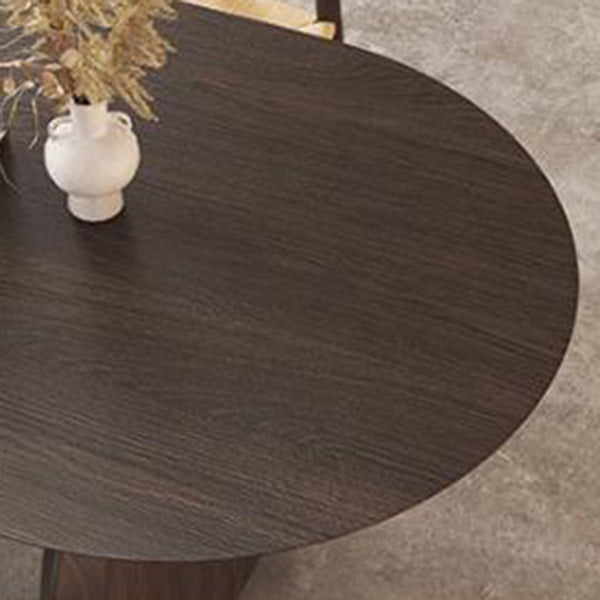 Brown Oval Solid Wood Dining Table Modern Furniture with Double Pedestal for Office