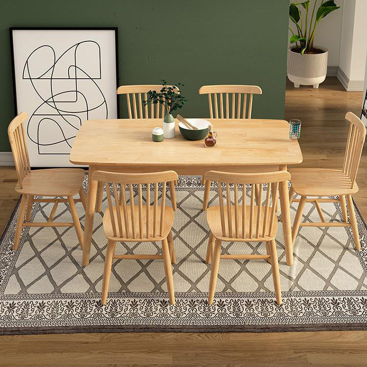 Rectangular Solid Wood Dining Table Modern Furniture with 4 Legs for Home Use