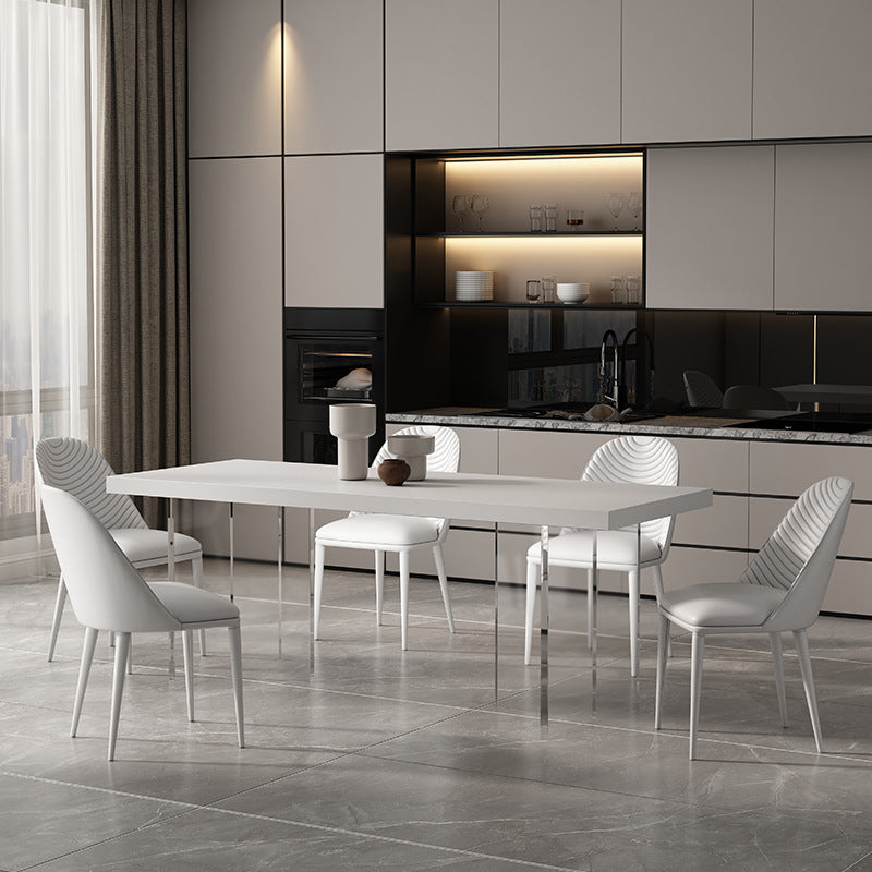 Rectangle Dining Table Stone Dining Table with Acrylic Double Pedestal