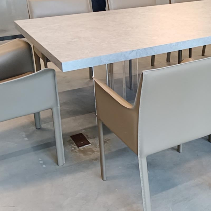Rectangle Dining Table Stone Dining Table with Acrylic Double Pedestal