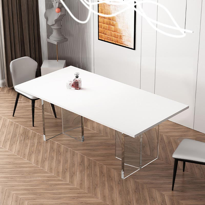Rectangle Dining Table Stone Dining Table with Acrylic Double Pedestal