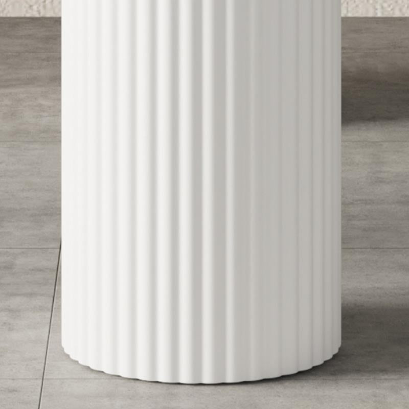 Oval Dining Table Modern Stone Dining Table in White with Double Pedestal