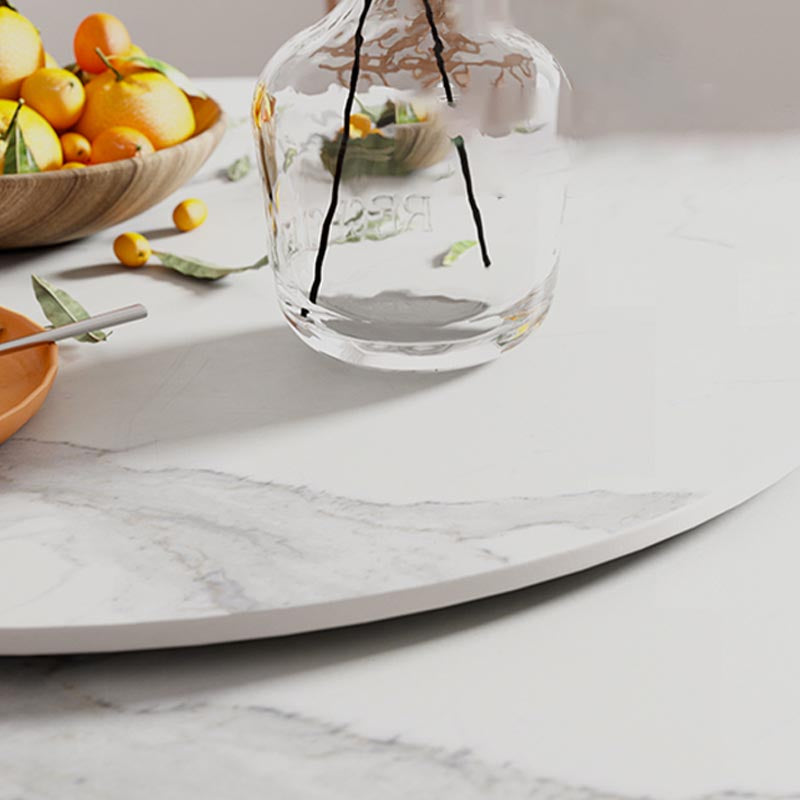 Solid Wood Pedestal Dining Table Modern Round Dining Table in White