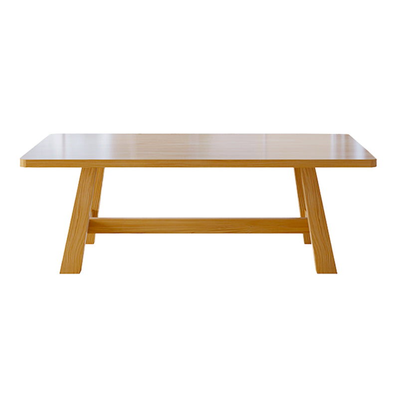 Pine Solid Wood Dining Table Trestle Base Dining Table in Natural
