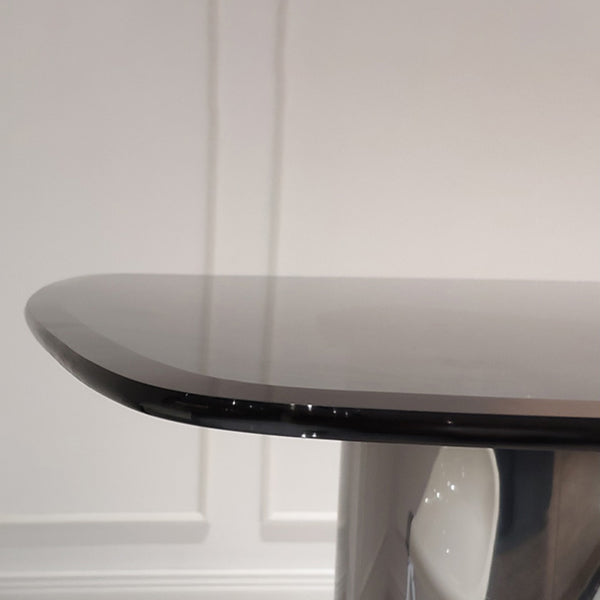 Glass Top Dining Table Rectangle Dining Table with Stainless Steel Base