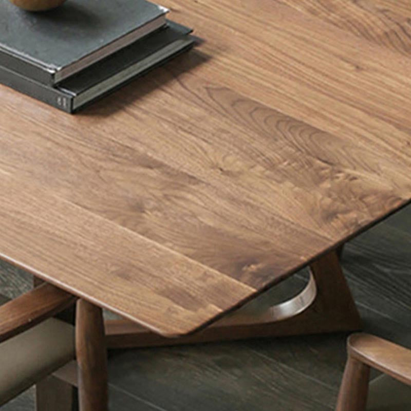 Natural Solid Wood Dining Table Modern Indoor Furniture with Double Pedestal