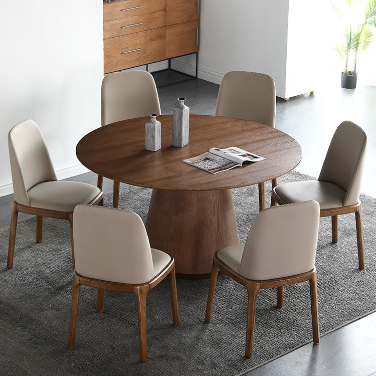 Solid Wood Dining Table Modern Round Dining Table with Pedestal Base