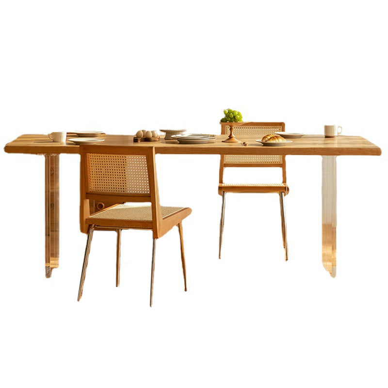 Solid Wood Dining Table Contemporary Dining Table with Double Pedestal Base