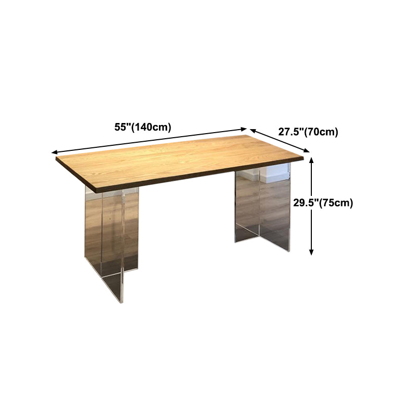 Solid Wood Dining Table Contemporary Dining Table with Double Pedestal Base
