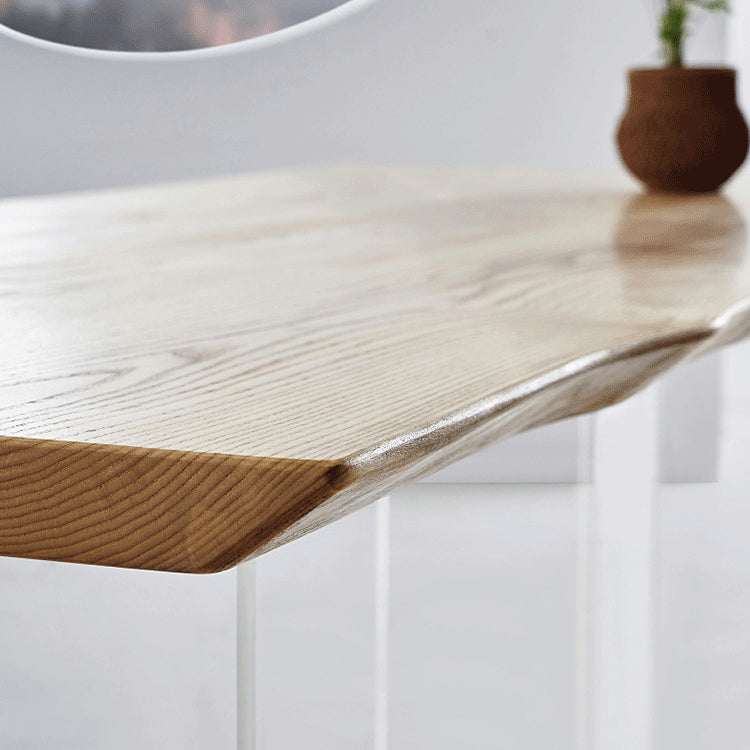 Solid Wood Dining Table Contemporary Rectangle Dining Table with Double Pedestal Base