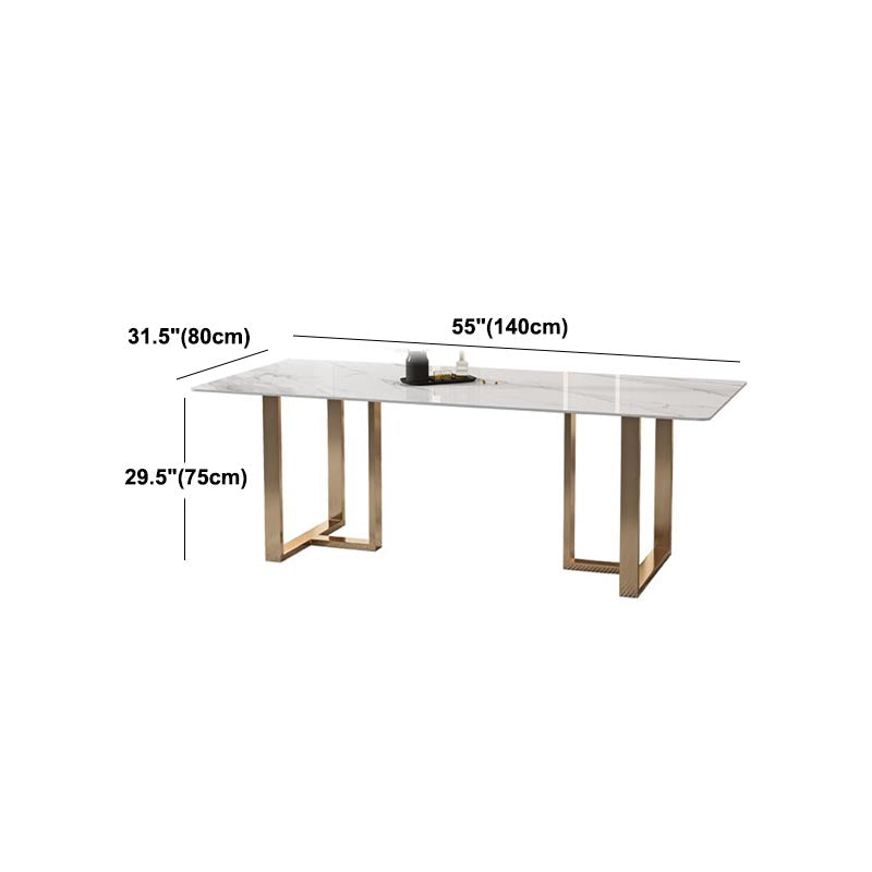 Rectangular Sintered Stone Dining Table Modern Furniture with Double Pedestal for Home