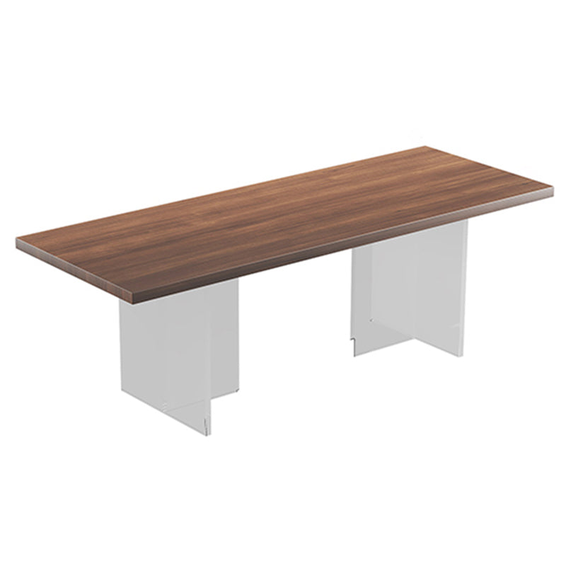 Pine Wood Dining Table Contemporary Dining Table with Double Pedestal Base