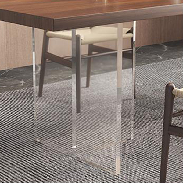 Pine Wood Dining Table Contemporary Dining Table with Double Pedestal Base