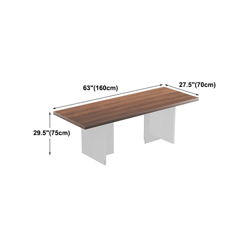 Pine Wood Dining Table Contemporary Dining Table with Double Pedestal Base