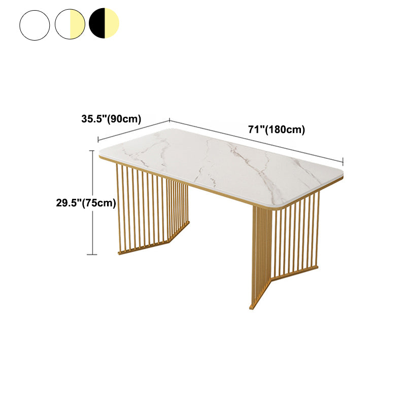 Stone Dining Table Traditional Luxury Table with Sled Base in Gold