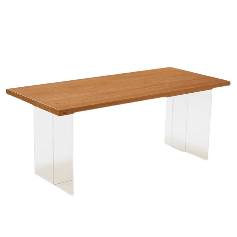 Wood Dining Table Contemporary Dining Table with Double Pedestal Base