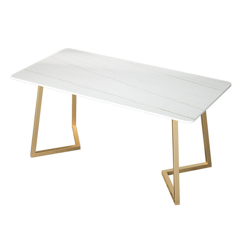 Stone Top Dining Table Contemporary Dining Table with Sled Base in Gold