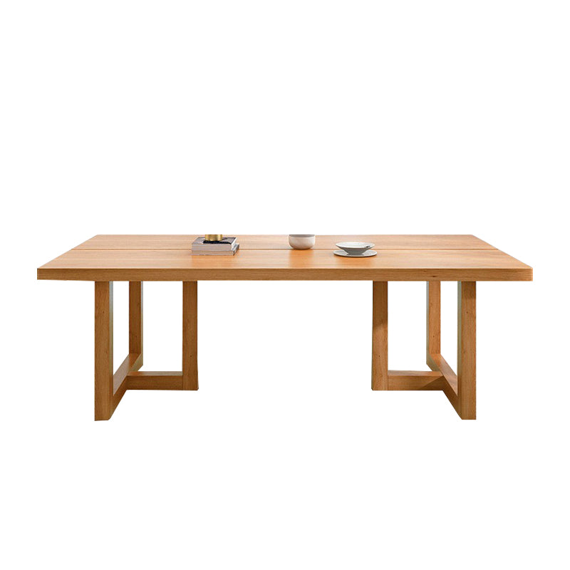 Pine Wood Dining Table Contemporary Table with Double Pedestal Base