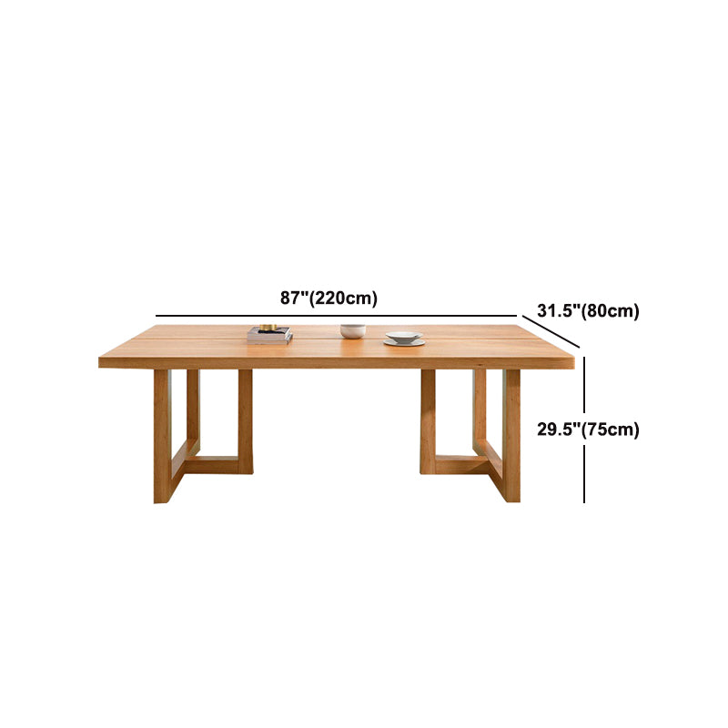 Pine Wood Dining Table Contemporary Table with Double Pedestal Base