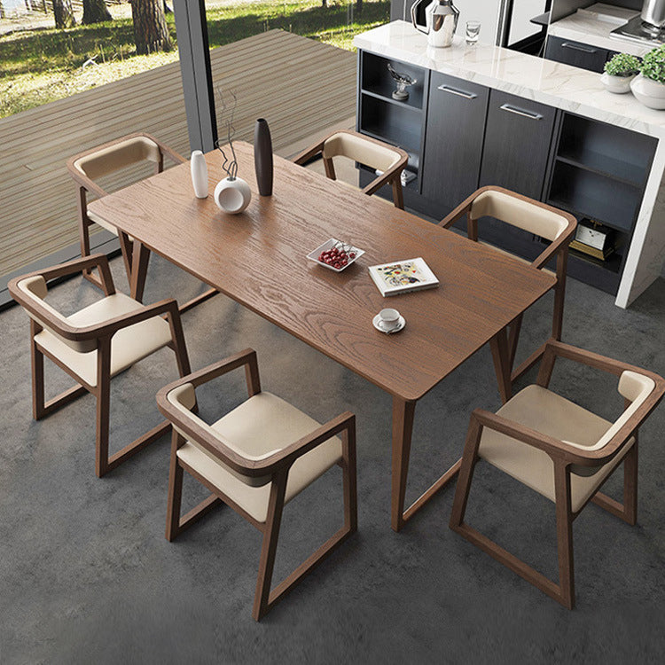 Pine Wood Dining Table Industrial Rectangle Table with Sled Base