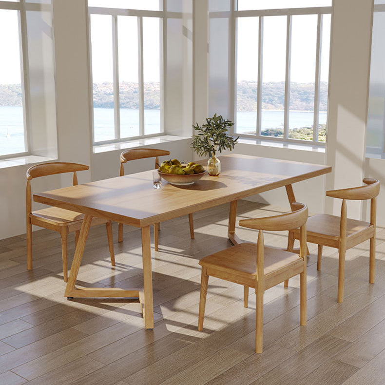 Pine Wood Dining Table Modern Rectangle Dining Table with Sled Base