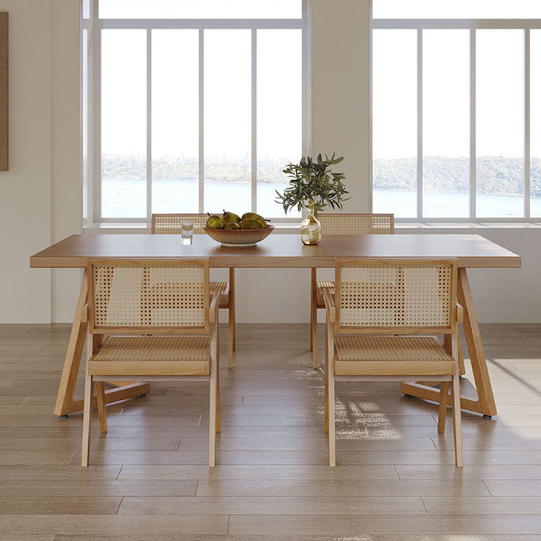 Pine Wood Dining Table Modern Rectangle Dining Table with Sled Base
