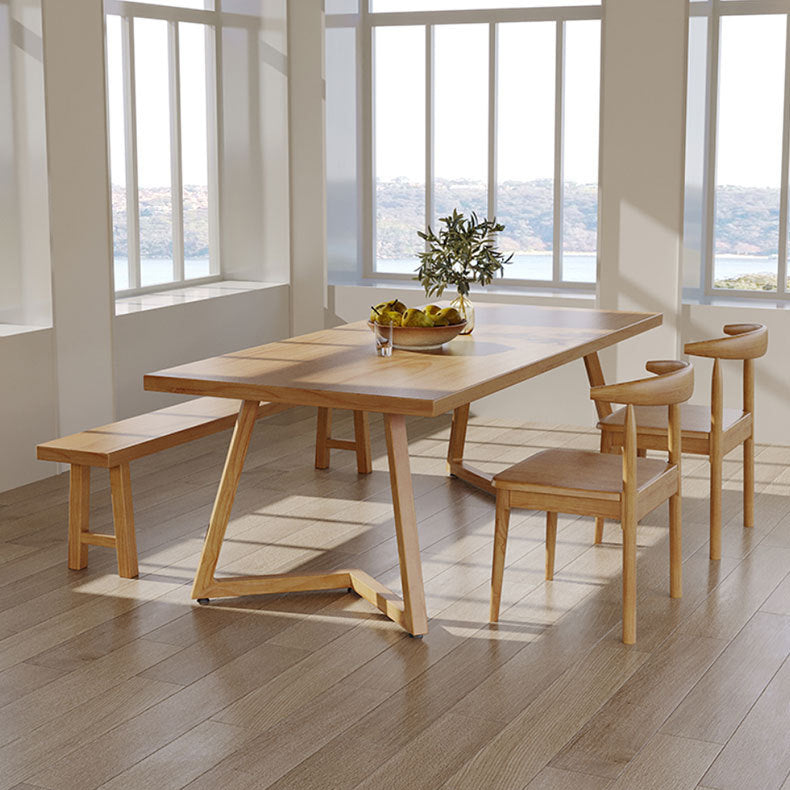Pine Wood Dining Table Modern Rectangle Dining Table with Sled Base