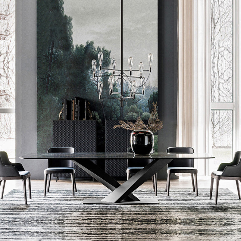 Stone Dining Table Traditional Luxury Dining Table with Pedestal Base