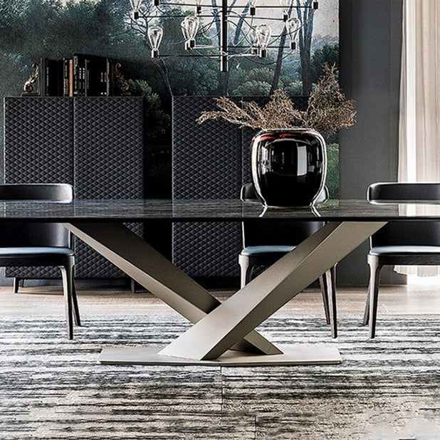 Stone Dining Table Traditional Luxury Dining Table with Pedestal Base