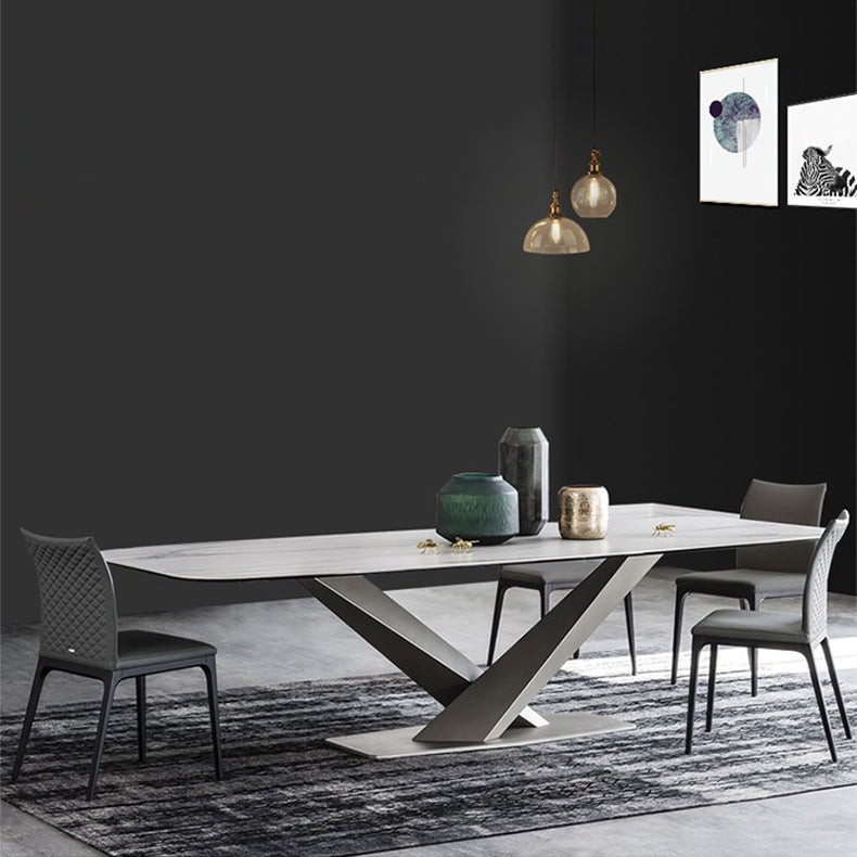 Stone Dining Table Traditional Luxury Dining Table with Pedestal Base