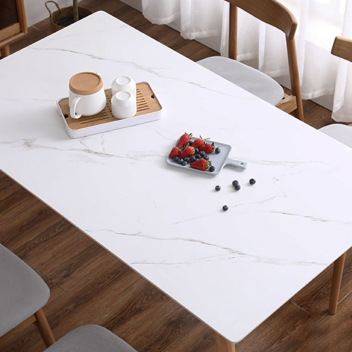 Rectangular Sintered Stone Dining Table Modern Furniture with 4 Legs for Office